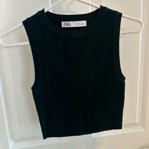 Zara green sleeveless cropped top